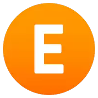 an orange circle with the letter e on it