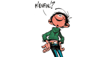 a cartoon of a man in a green sweater with the word menfin above him