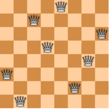 a chess board with a pattern of crowns on each square