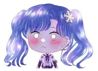 a drawing of a girl with blue hair and a snowflake on her hair