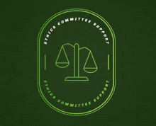 a logo for the ethics committee support with a scale