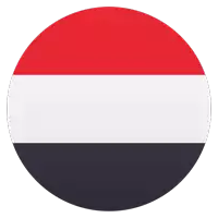 a circle with a red white and black flag on it