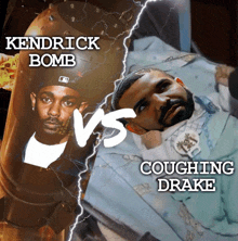 a poster with kendrick bomb and coughing drake