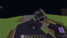 a screenshot of a minecraft game shows a purple item in the middle