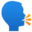 a blue silhouette of a person 's head with a yellow flare coming out of it .