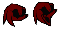 a cartoon drawing of a pair of red hands with black shadows .