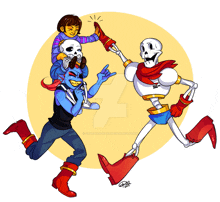 a drawing of a skeleton giving a high five to another skeleton