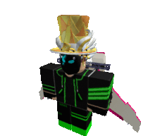 a roblox character wearing a top hat and mask