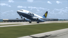 a lara airplane is taking off from an airport