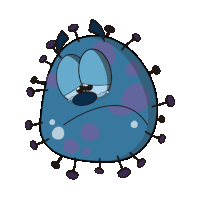 a cartoon illustration of a blue monster with purple spots