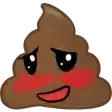 a cartoon drawing of a pile of poop with a smiling face and red cheeks .