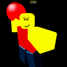 a yellow and red roblox character with the name vs baller on the bottom