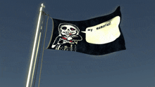 a black and white flag with a skeleton on it that says my memories