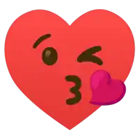 a red heart is blowing a kiss and has the number 3 on its face