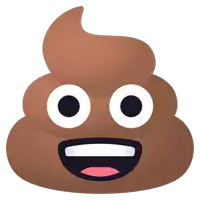 a cartoon drawing of a pile of brown poop with white eyes and a smile on its face