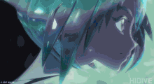 a close up of a person 's face with the word hidive in the bottom right corner