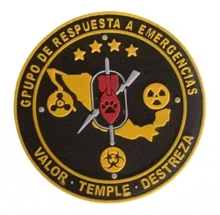 a black and gold emblem that says grupo de respuesta a emergencias valor temple destreza