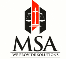 a logo for msa we provide solutions with scales of justice on it