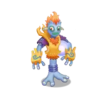 a cartoon character with a flame on his head is wearing gloves with the letter g on them