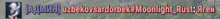 a blurred image of the word rust written in red and blue letters