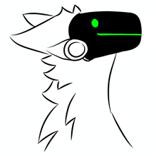 a black and white drawing of a monster wearing a virtual reality headset .