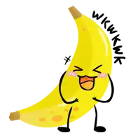 a cartoon drawing of a banana with the words wkwknk written around it