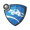 the rocket league logo is a shield with a car on it and a ball .