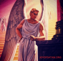 a painting of an angel with joyofsatan.org on the bottom right