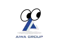 a logo for the aiwa group with a blue triangle