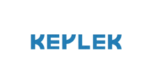 a blue and white logo that says keplek on a white background