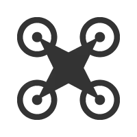 a black and white silhouette of a drone with four wheels .