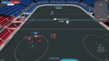 a hockey game is being played in a stadium with windows 11 written on the bottom