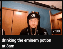 a video of a boy drinking the eminem potion at 3 am