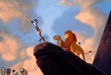 a group of cartoon characters including a lion and a monkey