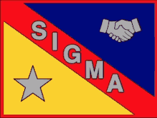 a sigma flag with a handshake and a star in the middle