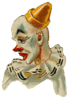 a painting of a clown with a yellow hat