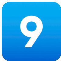 a blue square with a white number 9 inside