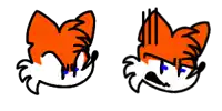 two drawings of a fox 's face with different expressions .