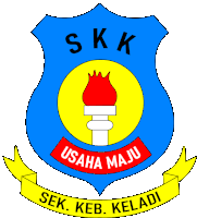 a logo for skk usaha maju with a torch on it