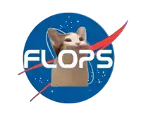 a picture of a cat with the word flops written on it