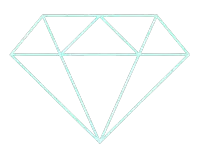 a drawing of a diamond with a light blue outline on a white background