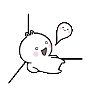 a drawing of a ghost with a speech bubble .