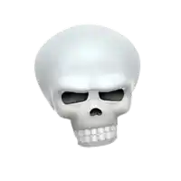 a white skull with a very angry look on its face .