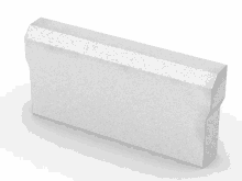 a white rectangular block with a rounded corner on a white background