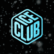 a logo for the ice club is shown in blue on a black background