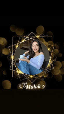 a picture of a woman with the name malak written on it