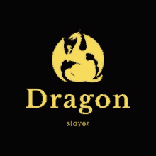 a logo for a company called dragon slayer with a yellow dragon in a circle .