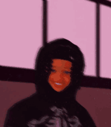 a blurry picture of a person wearing a black hoodie .