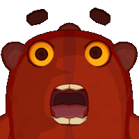 a cartoon drawing of a bear with a surprised look on his face