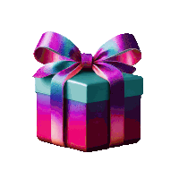 a purple and blue gift box with a bow